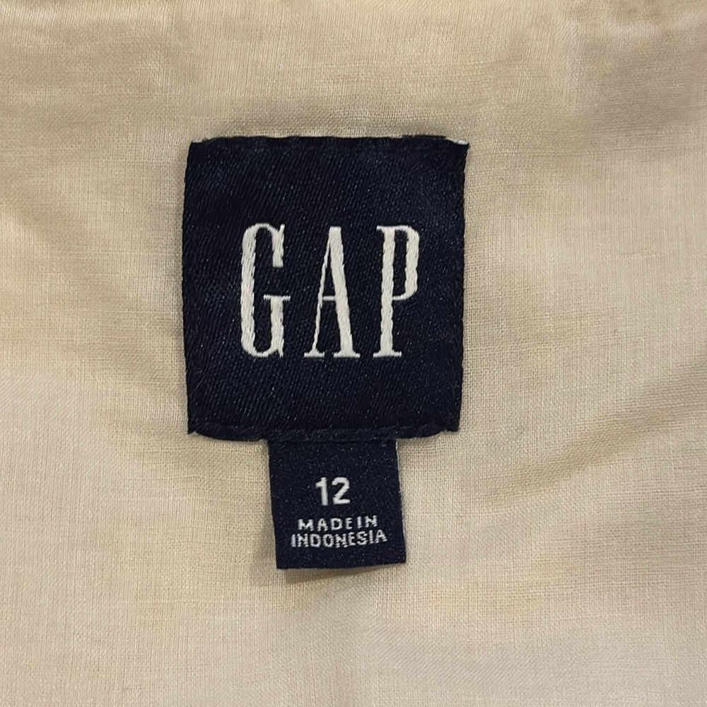 Gap Puff Sleeve Ruffle Neck Mini Dress Chino Beige Square Neck Pockets 2023-12 - Picture 10 of 12